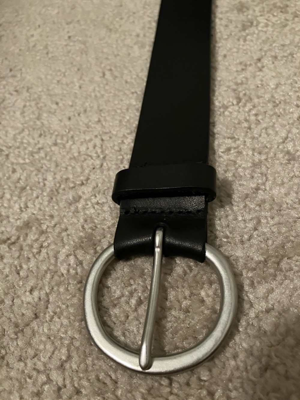 GAP Black Women's Leather Belt with Round Silver Buckle